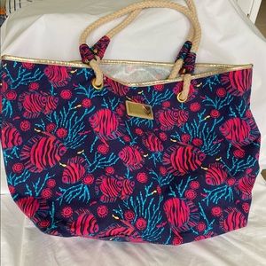 Lilly Pulitzer Blue and Pink Beach Bag
